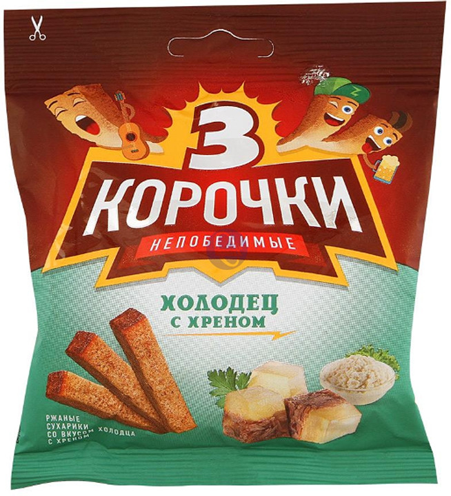 Сухарики Три корочки 40г холодец с хреном
