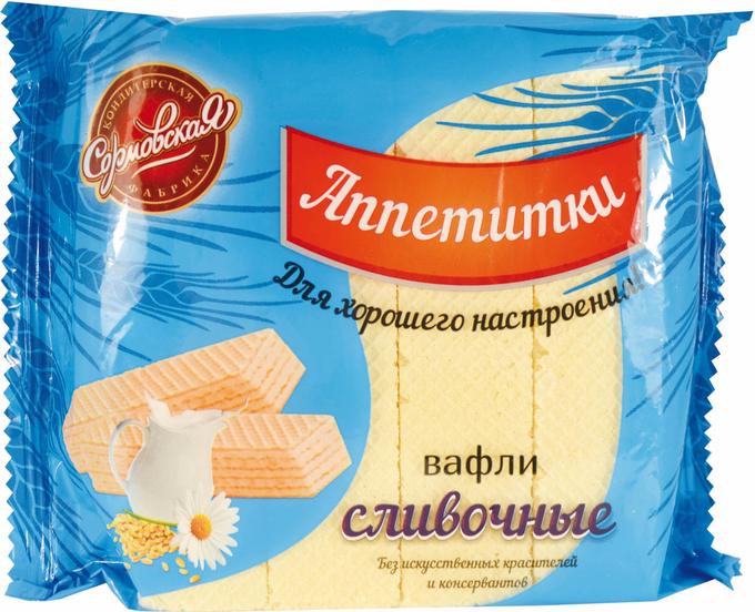 Вафли Аппетитки сливочные 225г Сормово