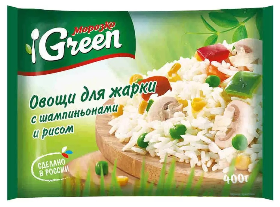 Овощи для жарки с рисом и шампиньонами 400гр Морозко
