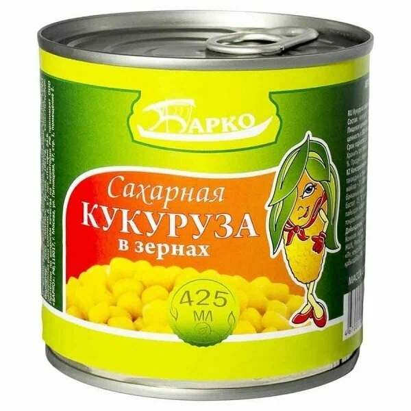 Кукуруза сахарная 400г/425мл Барко