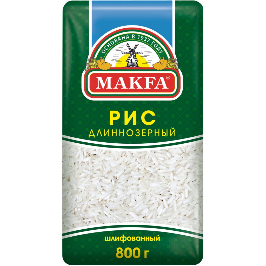 Рис шлиф. длиннозерный Макфа 800гр